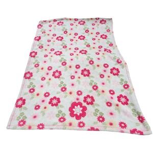 Baby Gear Pink Flower Floral White Fleece Blanket Lovey Girl Security 30x40